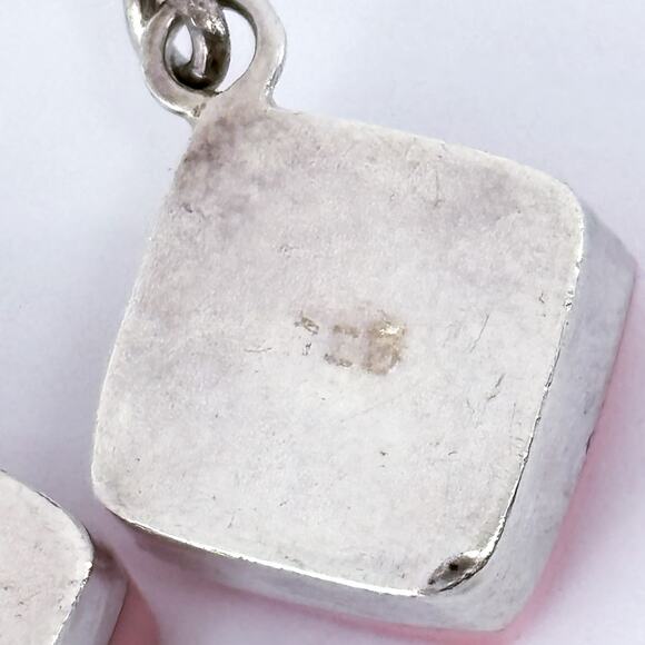 Vintage Sterling Silver 925 Chunky Pink Sea Shell Dangle Earrings - Picture 6 of 8